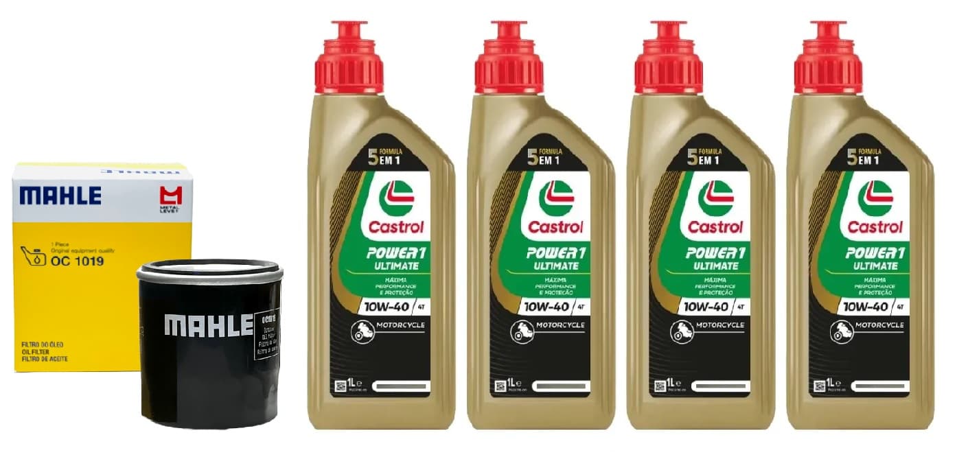 KIT 4L OLEO CASTROL POWER ONE 10W40 + FILTRO MAHLE OC1019